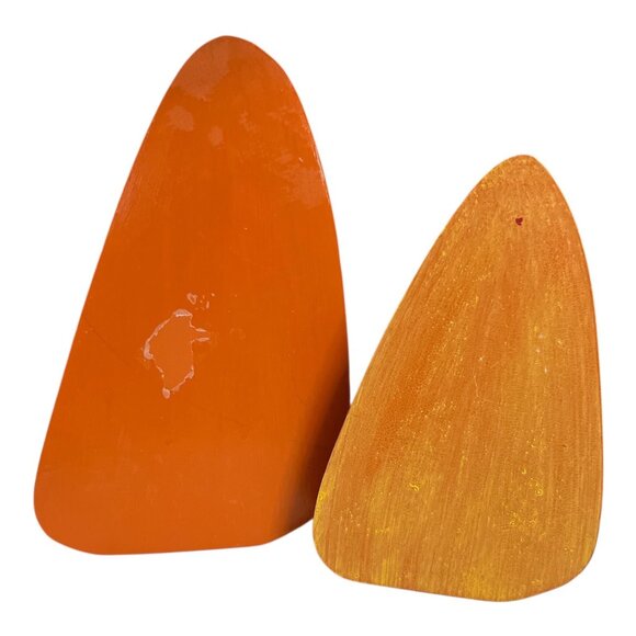 Set of 2 Wooden Candy Corn Decorations – 2010s Chevron Halloween Fall Rustic Far - Picture 4 of 4